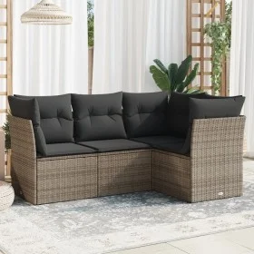 Set de sofás de jardín 4 pzas y cojines ratán sintético gris by , Garden sets - Ref: Foro24-3249419, Price: 267,86 €, Discoun...
