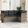 Set de sofás de jardín 4 pzas y cojines ratán sintético gris by , Garden sets - Ref: Foro24-3249419, Price: 267,86 €, Discoun...