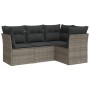 Gartensofagarnitur 4-teilig mit grauen Polstern aus synthetischem Rattan von , Gartensets - Ref: Foro24-3249419, Preis: 289,4...