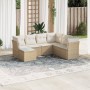 Set sofás de jardín 7 piezas y cojines ratán sintético beige de , Conjuntos de jardín - Ref: Foro24-3249827, Precio: 488,43 €