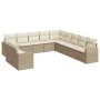 Set de sofás de jardín 11pzas con cojines ratán sintético beige by , Modular outdoor sofas - Ref: Foro24-3251525, Price: 838,...
