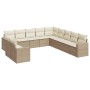 Set de sofás de jardín 11pzas con cojines ratán sintético beige by , Modular outdoor sofas - Ref: Foro24-3251525, Price: 823,...