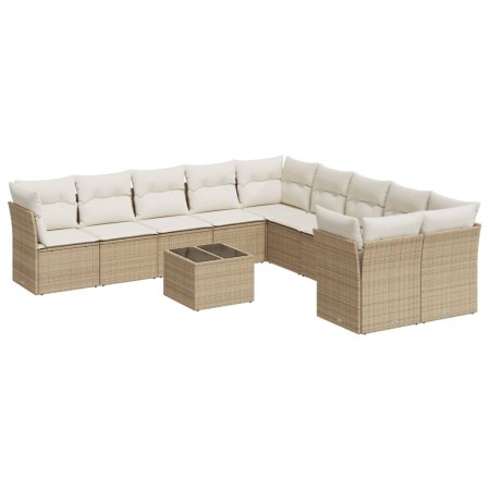 Gartensofa-Set 11-teilig mit beigen Polstern aus synthetischem Rattan von , Gartensets - Ref: Foro24-3250087, Preis: 694,52 €...