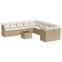 Gartensofa-Set 11-teilig mit beigen Polstern aus synthetischem Rattan von , Gartensets - Ref: Foro24-3250087, Preis: 694,52 €...