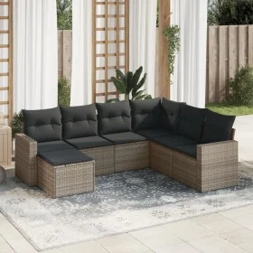 Set de sofás de jardín 7 piezas con cojines ratán PE gris by , Modular outdoor sofas - Ref: Foro24-3251637, Price: 438,35 €, ...