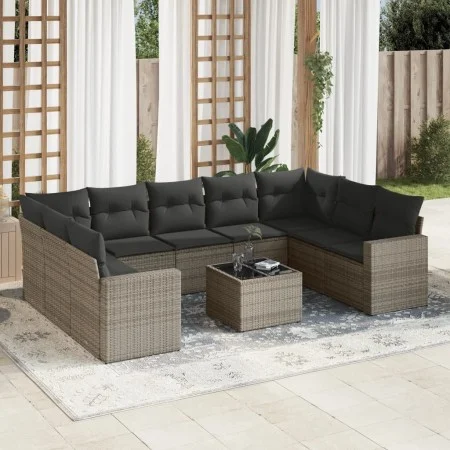 Gartensofa-Set, 10-teilig, mit grauen Polstern aus synthetischem Rattan von , Modulare Sofas für den Außenbereich - Ref: Foro...