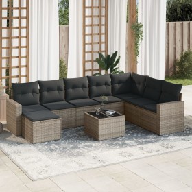 Set de muebles de jardín 9 pzas y cojines ratán sintético gris by , Modular outdoor sofas - Ref: Foro24-3251707, Price: 562,1...