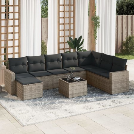 Gartenmöbel-Set 9-teilig mit grauen Polstern aus synthetischem Rattan von , Modulare Sofas für den Außenbereich - Ref: Foro24...