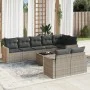 Gartenmöbel-Set 9-teilig mit grauen Polstern aus synthetischem Rattan von , Modulare Sofas für den Außenbereich - Ref: Foro24...