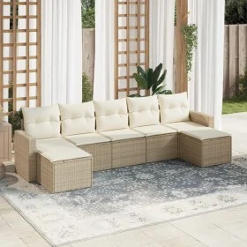 Gartensofagarnitur 7-teilig mit Kissen aus synthetischem Rattan in Beige. von , Modulare Sofas für den Außenbereich - Ref: Fo...