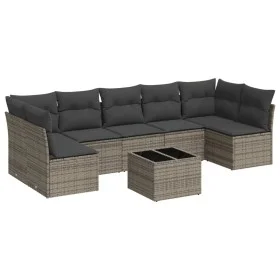 Gartensofagarnitur 8-teilig mit grauen Polstern aus synthetischem Rattan von , Gartensets - Ref: Foro24-3249279, Preis: 458,5...