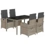Set comedor de jardín 5 piezas con cojines ratán sintético gris by , Garden sets - Ref: Foro24-3212215, Price: 649,36 €, Disc...