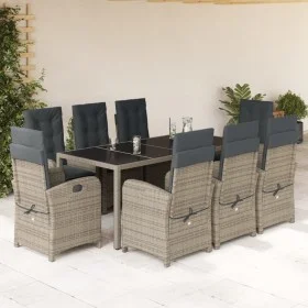 Set comedor jardín 9 pzas y cojines ratán sintético gris by , Garden sets - Ref: Foro24-3212220, Price: 1,00 €, Discount: %