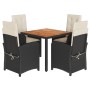 Set de muebles jardín 5 pzas con cojines ratán sintético negro by , Garden sets - Ref: Foro24-3212222, Price: 551,31 €, Disco...