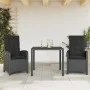 Set comedor de jardín 3 pzas con cojines ratán sintético negro by , Garden sets - Ref: Foro24-3212203, Price: 343,48 €, Disco...