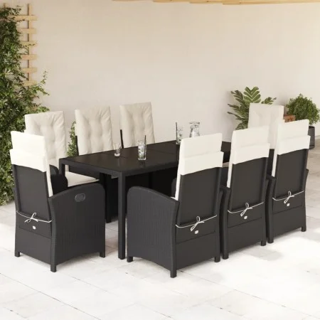 Set de comedor de jardín 9 pzas y cojines ratán sintético negro by , Garden sets - Ref: Foro24-3212201, Price: 1,00 €, Discou...