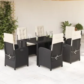Garten-Essgruppe 7-teilig mit schwarzen Polstern aus synthetischem Rattan von , Gartensets - Ref: Foro24-3212198, Preis: 834,...