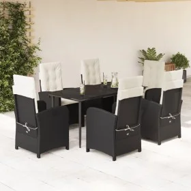 Set de comedor de jardín 7 pzas y cojines ratán sintético negro by , Garden sets - Ref: Foro24-3212295, Price: 813,71 €, Disc...