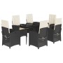 Set de comedor de jardín 7 pzas y cojines ratán sintético negro by , Garden sets - Ref: Foro24-3212295, Price: 783,22 €, Disc...