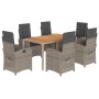 Set comedor jardín 7 pzas y cojines ratán sintético gris by , Garden sets - Ref: Foro24-3212243, Price: 776,25 €, Discount: %