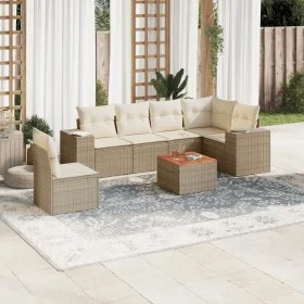Set sofás de jardín 7 piezas y cojines ratán sintético beige by , Garden sets - Ref: Foro24-3257801, Price: 520,45 €, Discoun...