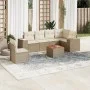 Set sofás de jardín 7 piezas y cojines ratán sintético beige by , Garden sets - Ref: Foro24-3257801, Price: 520,45 €, Discoun...