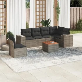 Set de sofás de jardín 7 piezas con cojines ratán PE gris by , Garden sets - Ref: Foro24-3257803, Price: 443,21 €, Discount: %