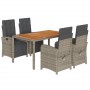 Garten-Essgruppe, 5-teilig, mit grauen Polstern aus synthetischem Rattan von , Gartensets - Ref: Foro24-3212482, Preis: 635,1...