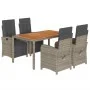 Set comedor de jardín 5 piezas con cojines ratán sintético gris by , Garden sets - Ref: Foro24-3212482, Price: 663,33 €, Disc...