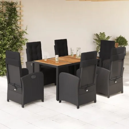 Set de comedor de jardín 7 pzas y cojines ratán sintético negro by , Garden sets - Ref: Foro24-3212477, Price: 916,18 €, Disc...