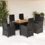 Set de comedor de jardín 7 pzas y cojines ratán sintético negro by , Garden sets - Ref: Foro24-3212477, Price: 916,18 €, Disc...