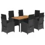 Set de comedor de jardín 7 pzas y cojines ratán sintético negro by , Garden sets - Ref: Foro24-3212477, Price: 916,18 €, Disc...