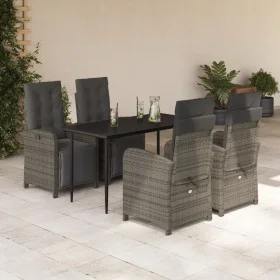 Set comedor de jardín 5 piezas con cojines ratán sintético gris by , Garden sets - Ref: Foro24-3212558, Price: 641,26 €, Disc...