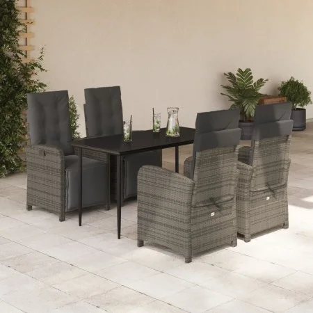Set comedor de jardín 5 piezas con cojines ratán sintético gris by , Garden sets - Ref: Foro24-3212558, Price: 641,26 €, Disc...