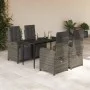 Set comedor de jardín 5 piezas con cojines ratán sintético gris by , Garden sets - Ref: Foro24-3212558, Price: 641,26 €, Disc...