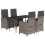 Set comedor de jardín 5 piezas con cojines ratán sintético gris by , Garden sets - Ref: Foro24-3212558, Price: 641,26 €, Disc...