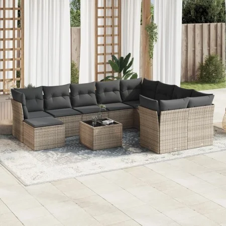 Gartensofagarnitur 11-teilig mit grauen Kissen aus synthetischem Rattan. von , Gartensets - Ref: Foro24-3250439, Preis: 643,7...