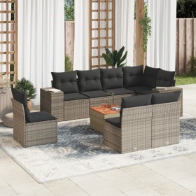 Gartenmöbel-Set 9-teilig mit grauen Polstern aus synthetischem Rattan von , Gartensets - Ref: Foro24-3257817, Preis: 530,79 €...