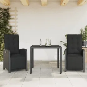 Mesita y sillas con cojines 3 piezas ratán sintético negro by , Garden sets - Ref: Foro24-3212456, Price: 353,67 €, Discount: %
