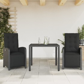 Mesita y sillas con cojines 3 piezas ratán sintético negro de , Conjuntos de jardín - Ref: Foro24-3212456, Precio: 339,73 €, ...