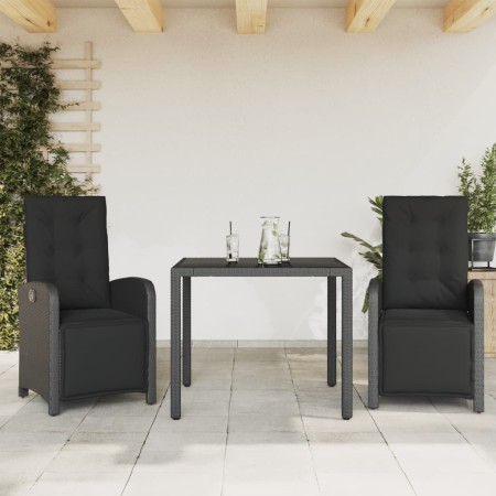 Mesita y sillas con cojines 3 piezas ratán sintético negro by , Garden sets - Ref: Foro24-3212456, Price: 339,73 €, Discount: %