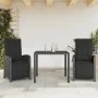 Mesita y sillas con cojines 3 piezas ratán sintético negro by , Garden sets - Ref: Foro24-3212456, Price: 353,49 €, Discount: %