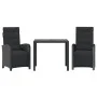 Mesita y sillas con cojines 3 piezas ratán sintético negro by , Garden sets - Ref: Foro24-3212456, Price: 353,49 €, Discount: %