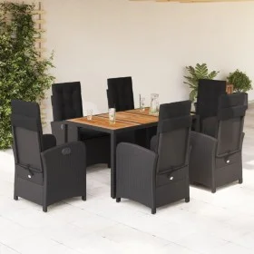 Set de comedor de jardín 7 pzas y cojines ratán sintético negro by , Garden sets - Ref: Foro24-3212234, Price: 879,83 €, Disc...