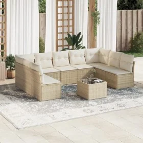 Gartensofa-Set mit 10-teiligen beigen Kissen aus synthetischem Rattan. von , Gartensets - Ref: Foro24-3249917, Preis: 622,55 ...