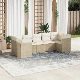 Set sofás de jardín 7 piezas y cojines ratán sintético beige by , Garden sets - Ref: Foro24-3249957, Price: 469,29 €, Discoun...