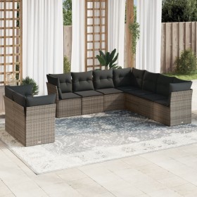 Set de muebles de jardín 9 pzas y cojines ratán sintético gris by , Garden sets - Ref: Foro24-3249679, Price: 609,63 €, Disco...