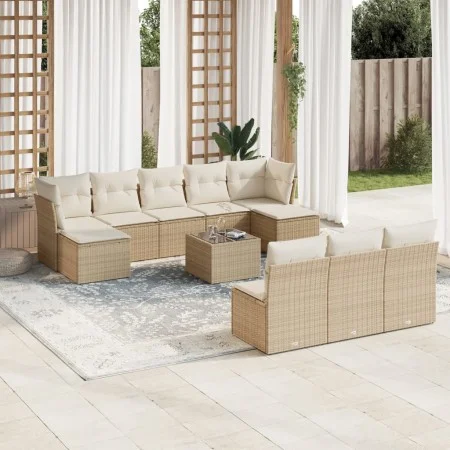 Gartensofa-Set 11-teilig mit beigen Polstern aus synthetischem Rattan von , Gartensets - Ref: Foro24-3250137, Preis: 654,20 €...