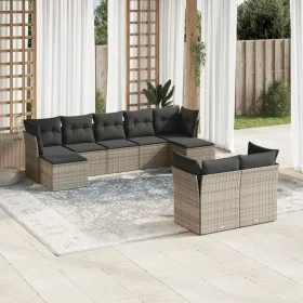 Gartenmöbel-Set 9-teilig mit grauen Polstern aus synthetischem Rattan von , Gartensets - Ref: Foro24-3250149, Preis: 534,89 €...