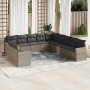 Gartensofagarnitur 11-teilig mit grauen Kissen aus synthetischem Rattan. von , Modulare Sofas für den Außenbereich - Ref: For...